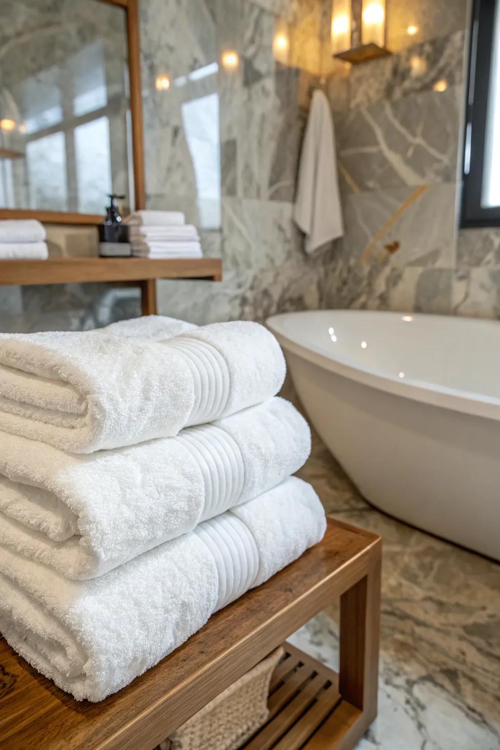 Indulge in comfort with luxury bath towels.