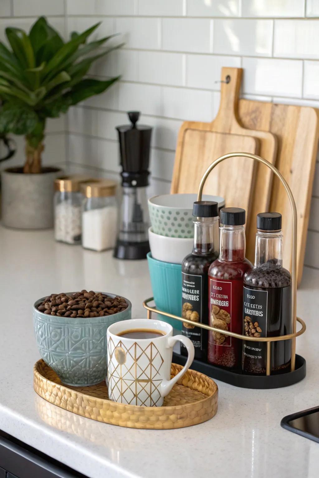 A home coffee bar kit, creating a cozy corner for coffee enthusiasts.