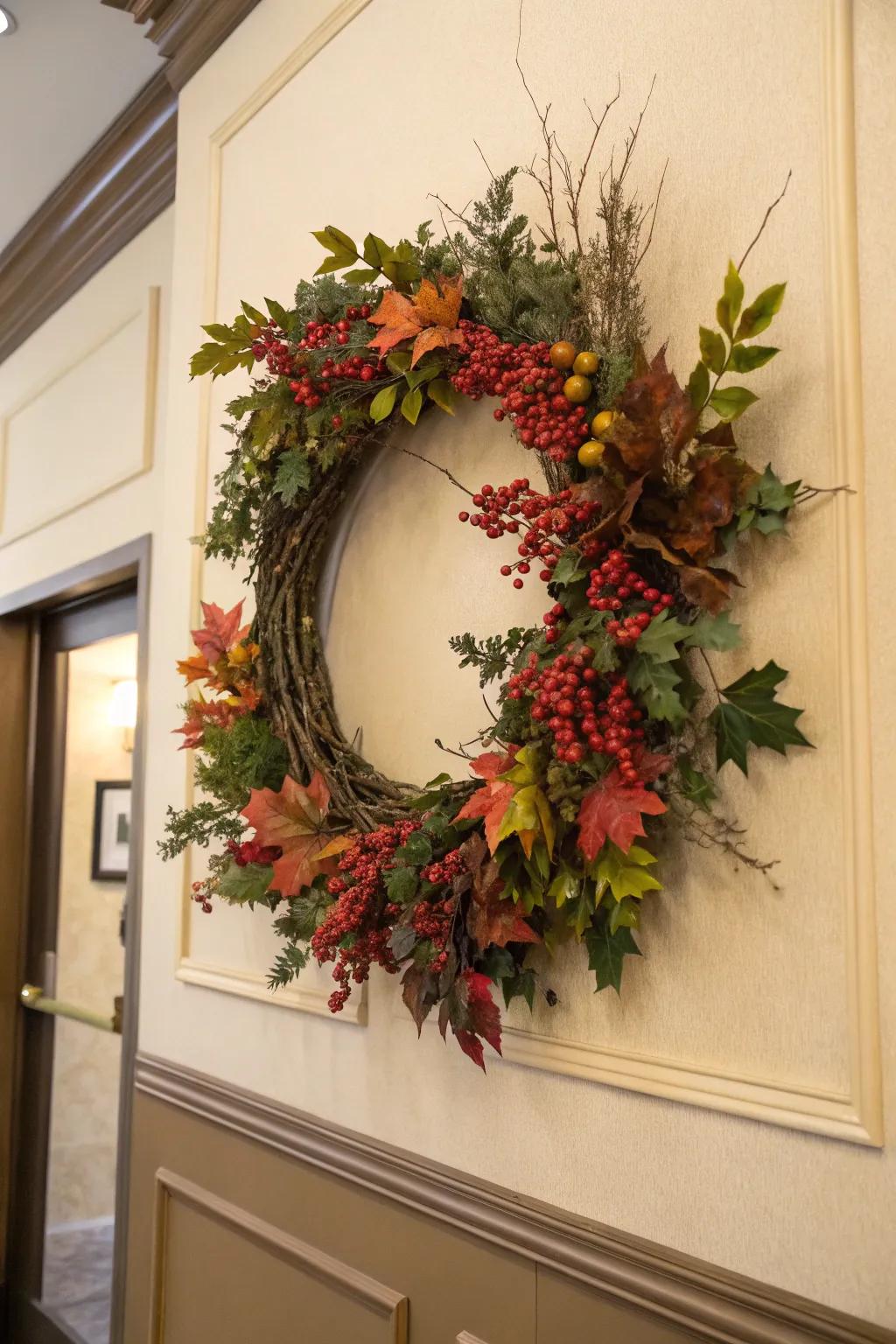 Seasonal wreaths add a festive touch to your fall interior.