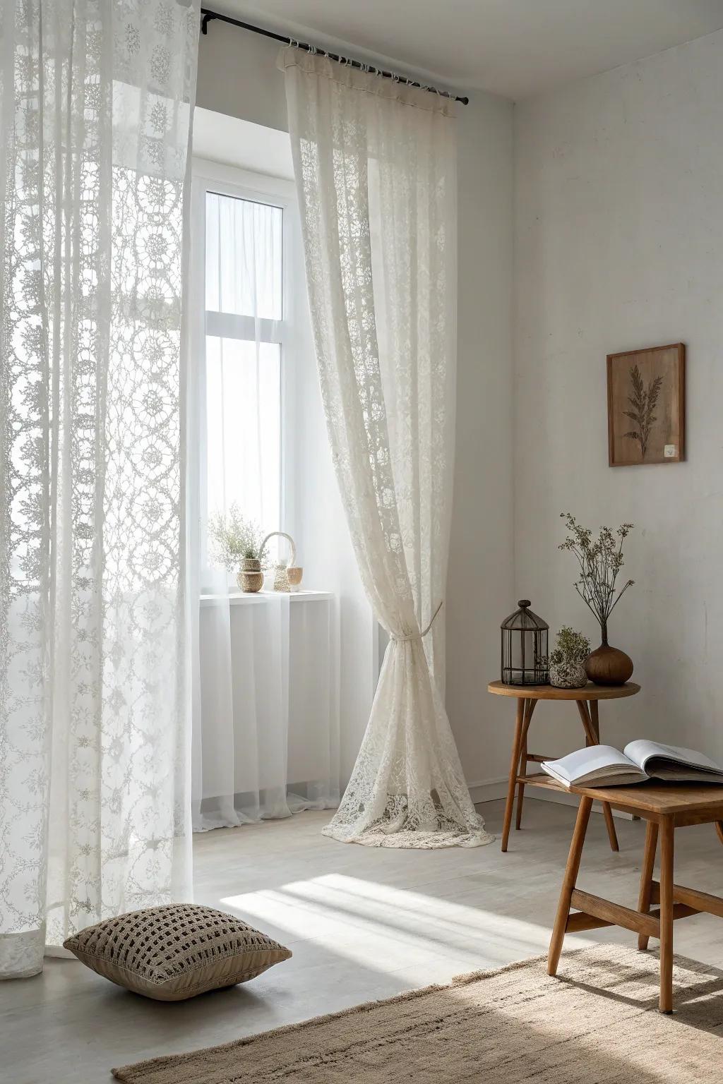 Minimalist decor lets the elegance of lace shine.