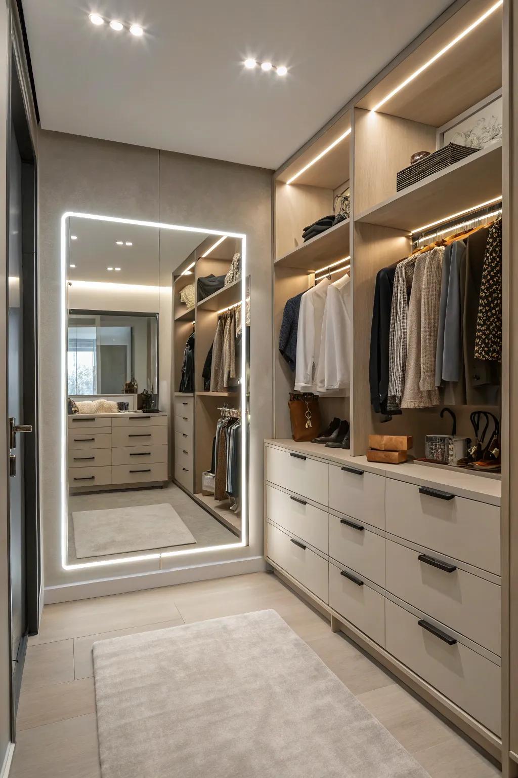 Integrate technology for a modern and convenient closet experience.