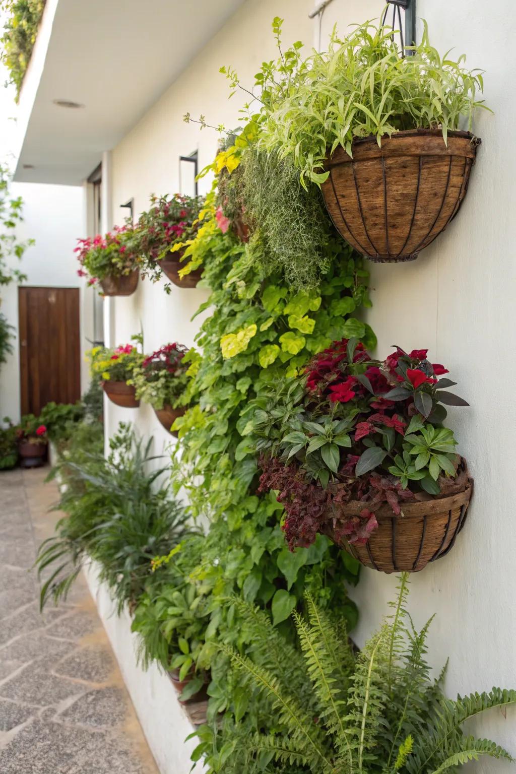 A vibrant vertical garden making the most of limited space.