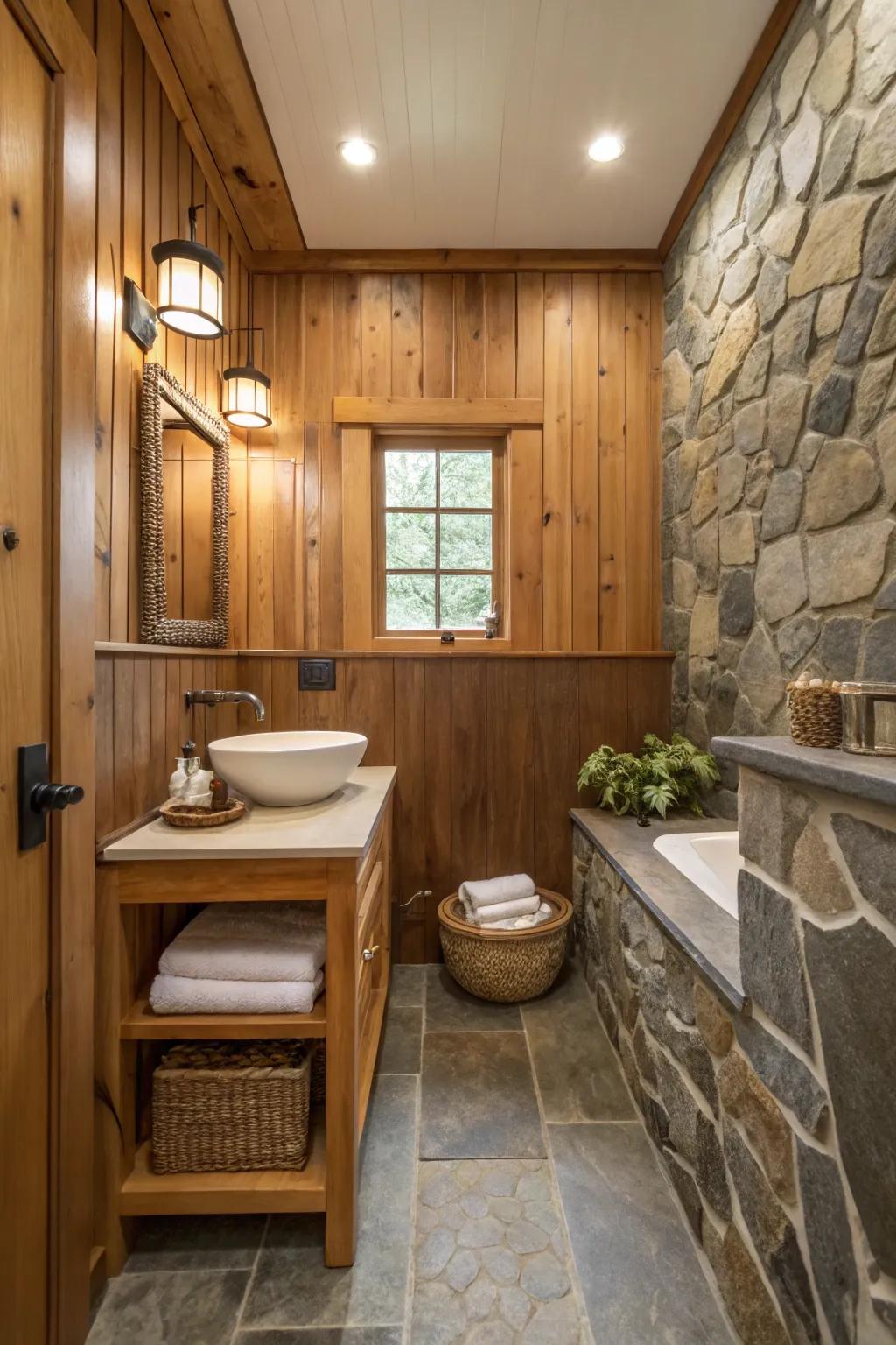 Natural materials bring warmth and a spa-like feel to your bathroom.