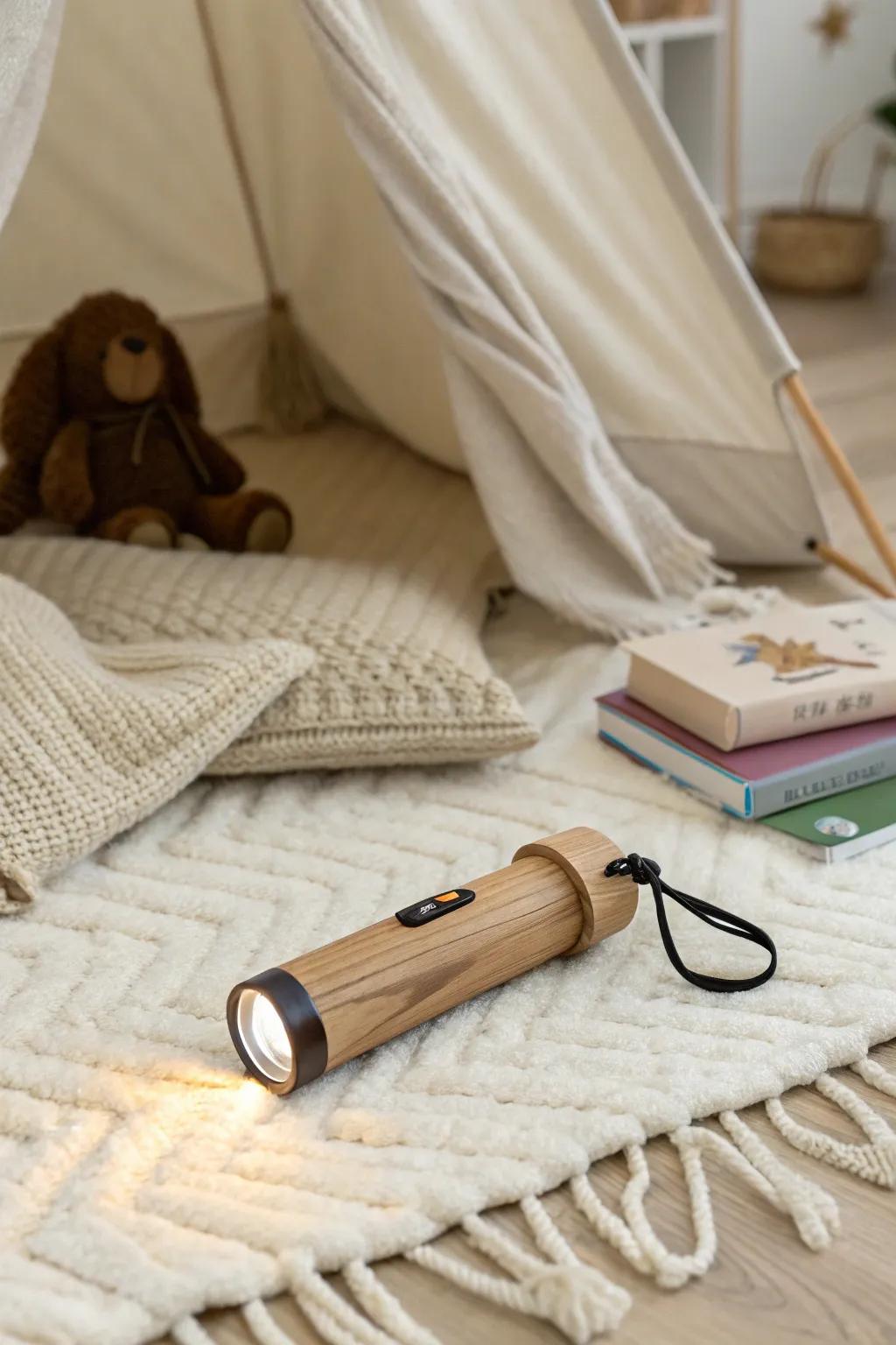 Gather 'round for enchanting tales by flashlight, where imaginations roam free under cozy indoor tents.