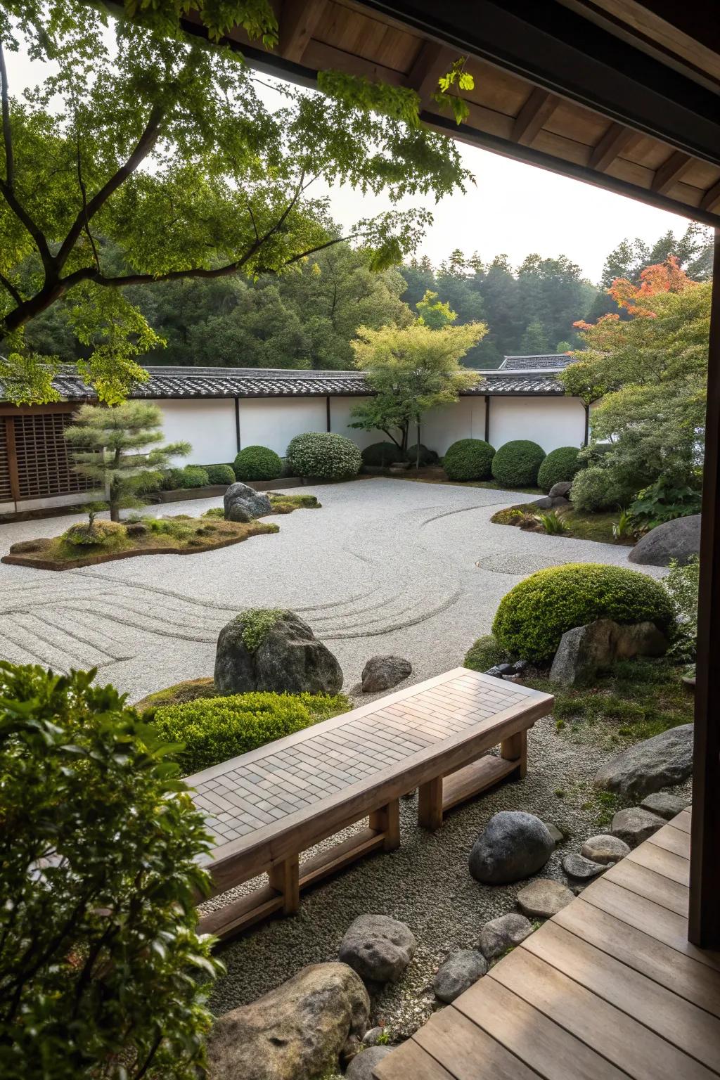 Framing a serene view in a zen garden.