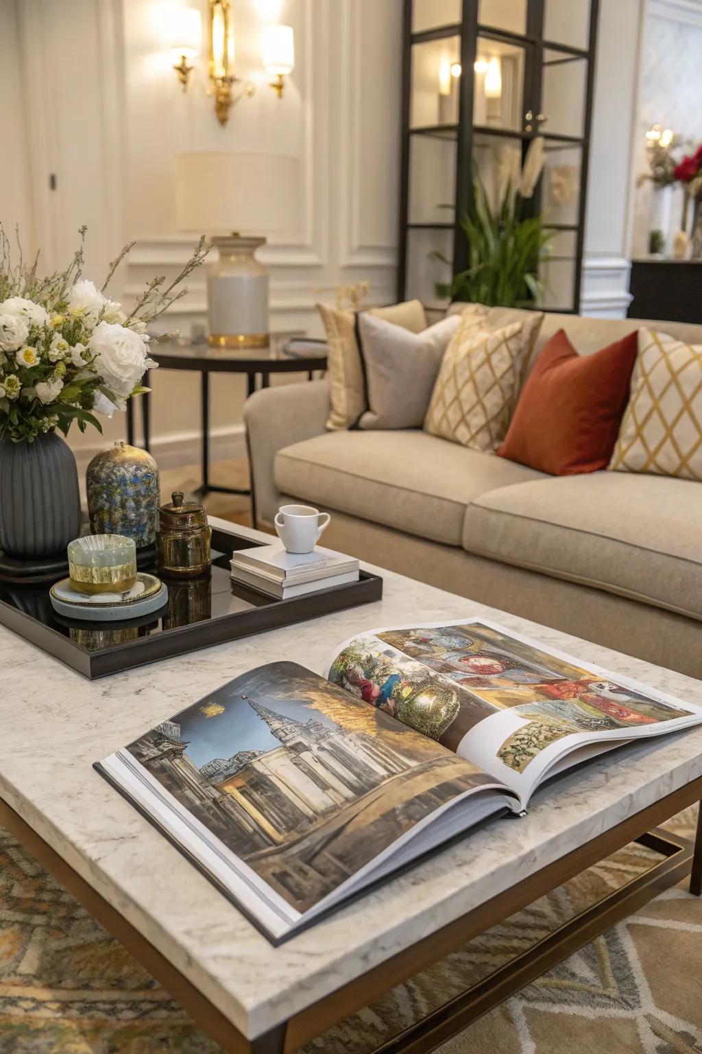 Coffee table books add style and spark conversation.