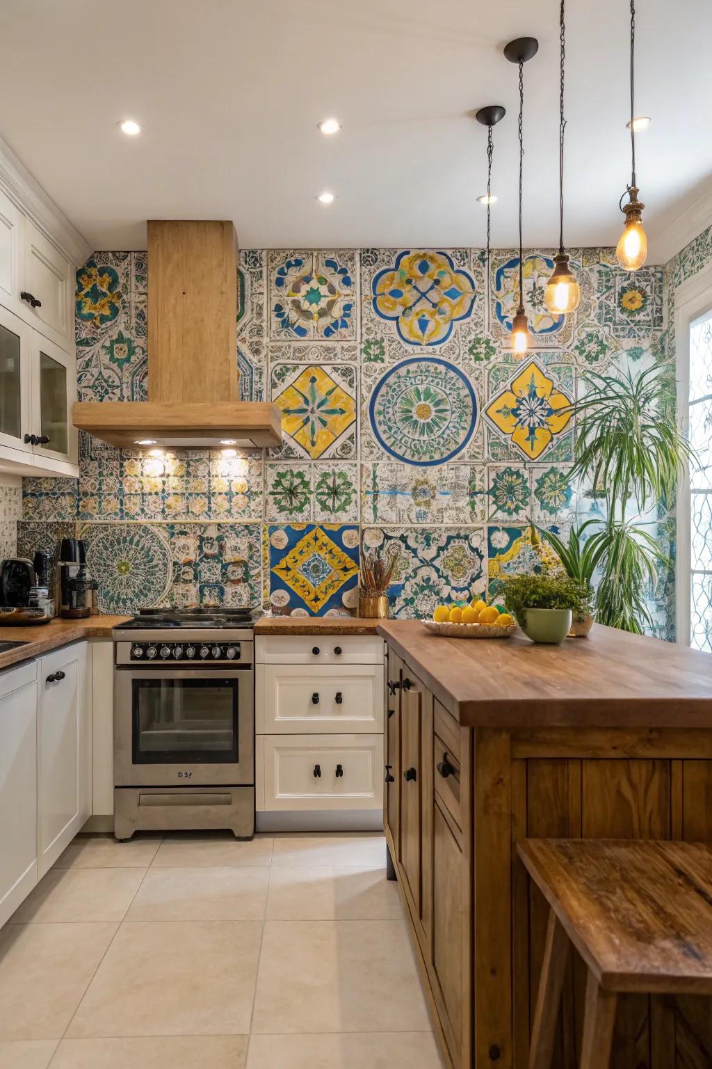 Moroccan patterns add exotic elegance and depth to your kitchen.