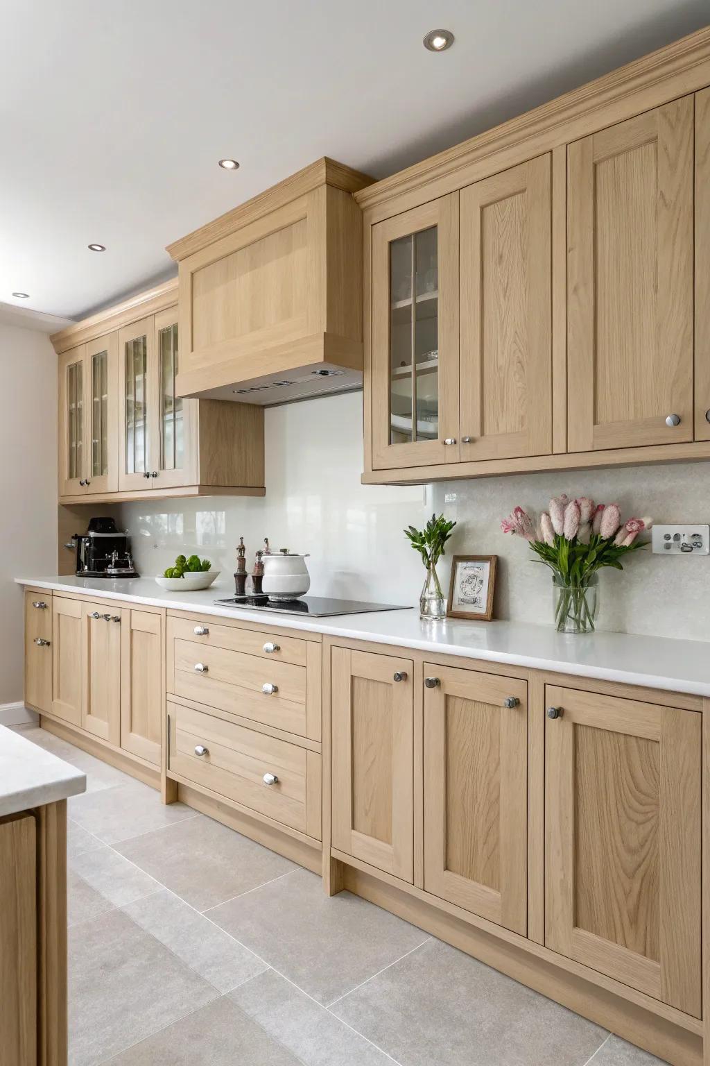 Shaker-style cabinets offer a timeless and versatile design.