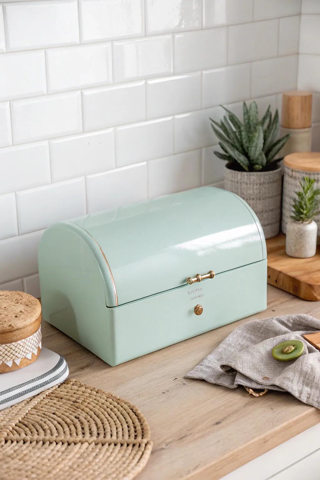 Transform your kitchen with a charming bread box makeover in pastel hues.