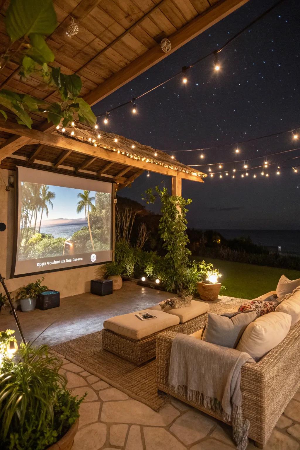 Enjoy movies under the stars on your lanai.