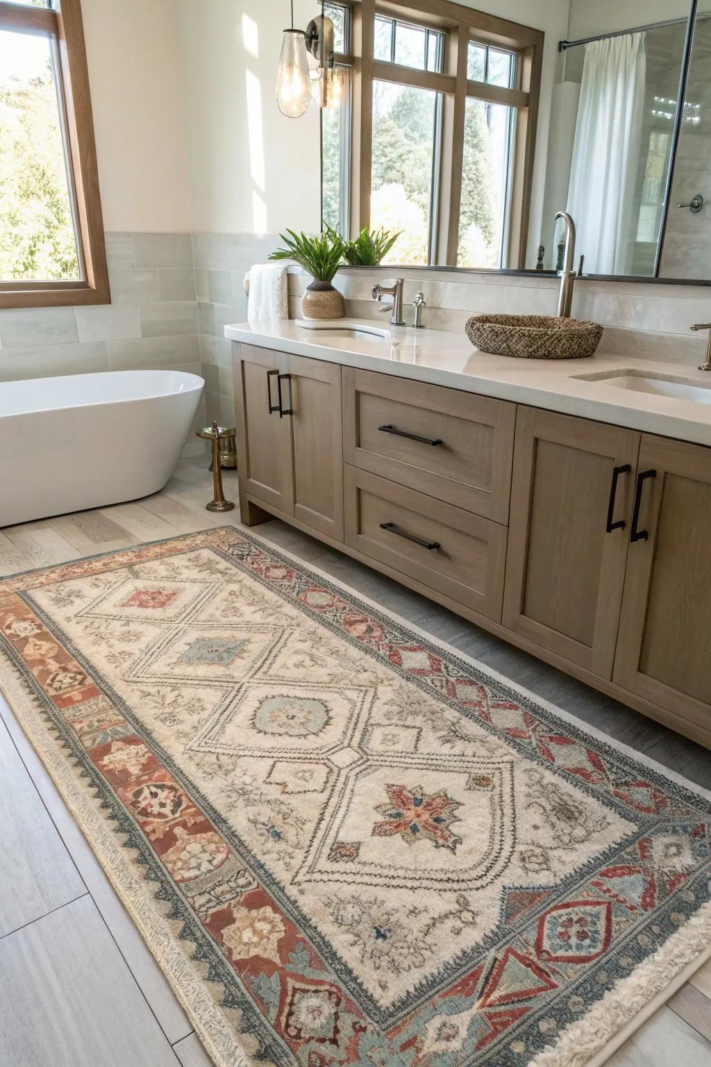 Transitional rugs elegantly blend traditional and modern design elements.