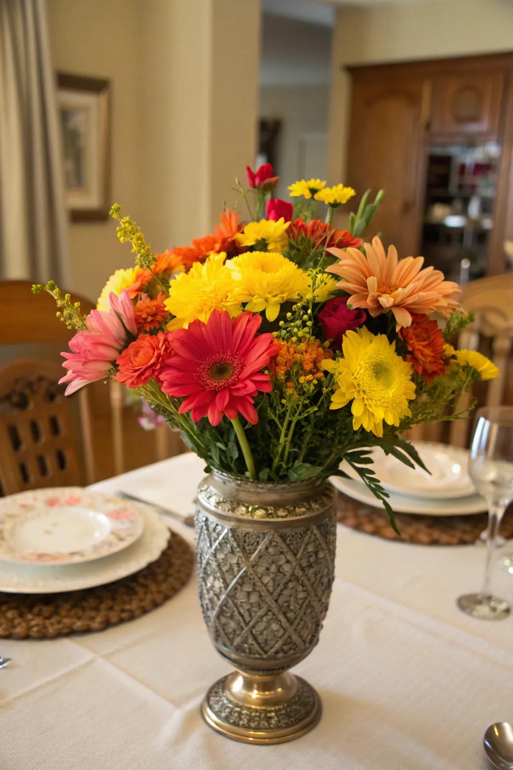 A DIY flower arrangement that adds a burst of color and elegance.