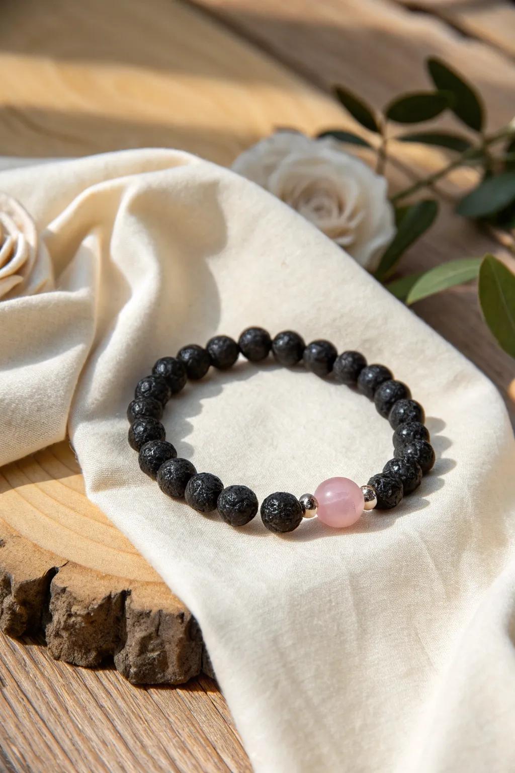Embrace the earth's energy with elegance: a minimalist lava bead bracelet.
