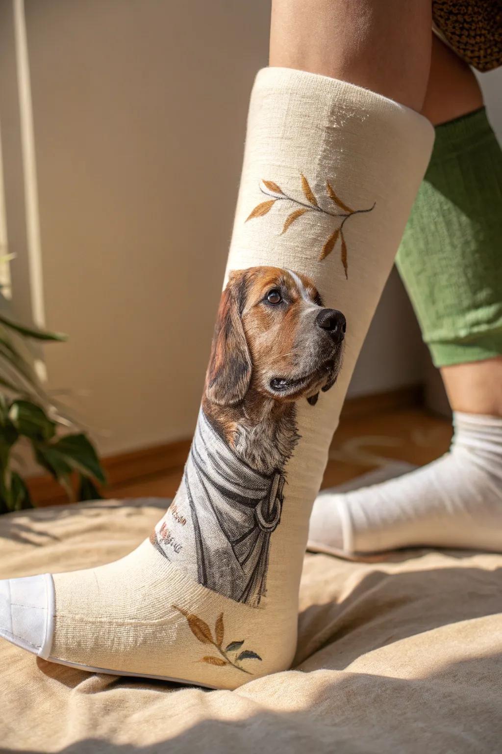 Transform healing into art with a personalized pet portrait on your cast.