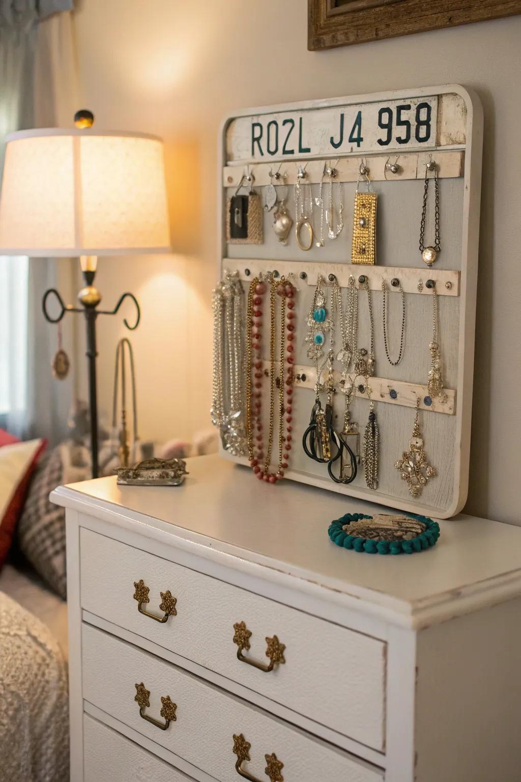 A chic way to display and organize your jewelry collection.