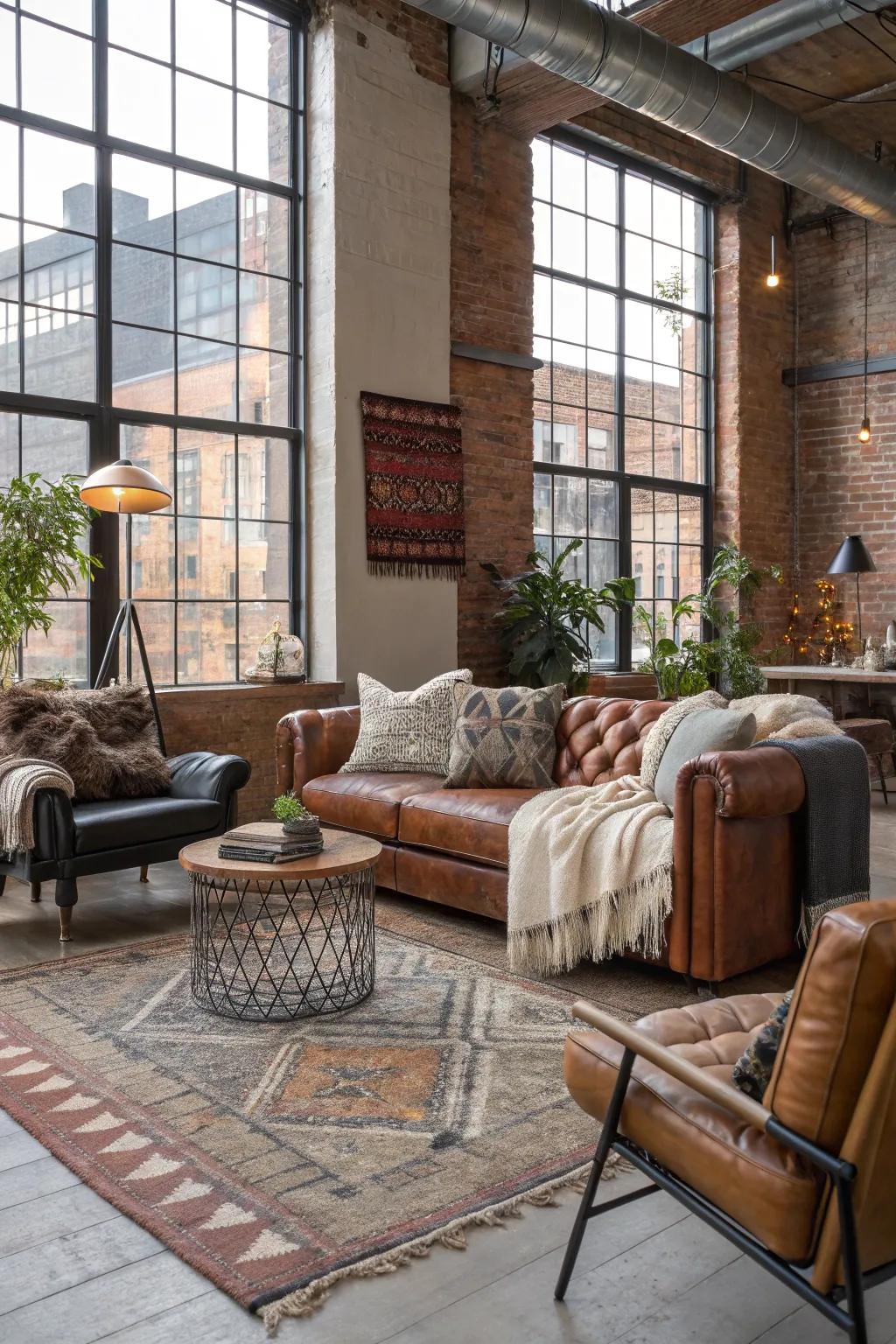 Balance industrial elements with a mix of inviting textures.