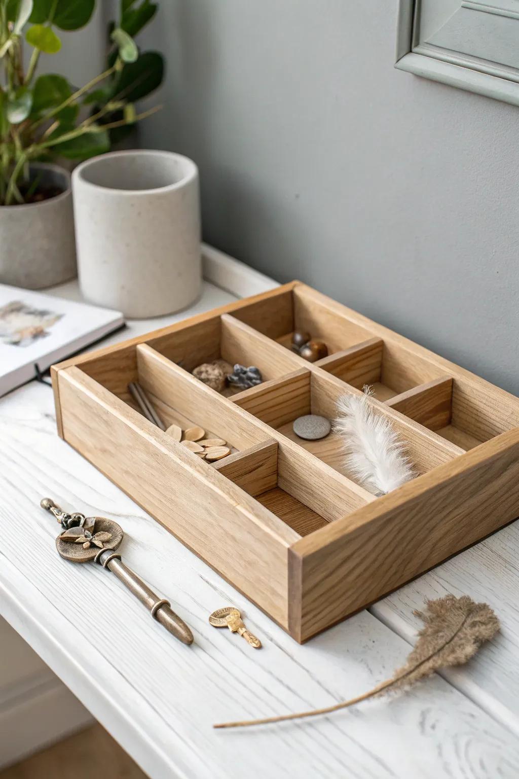 Find beauty in order with this elegant drawer organizer—your perfect lost and found solution.
