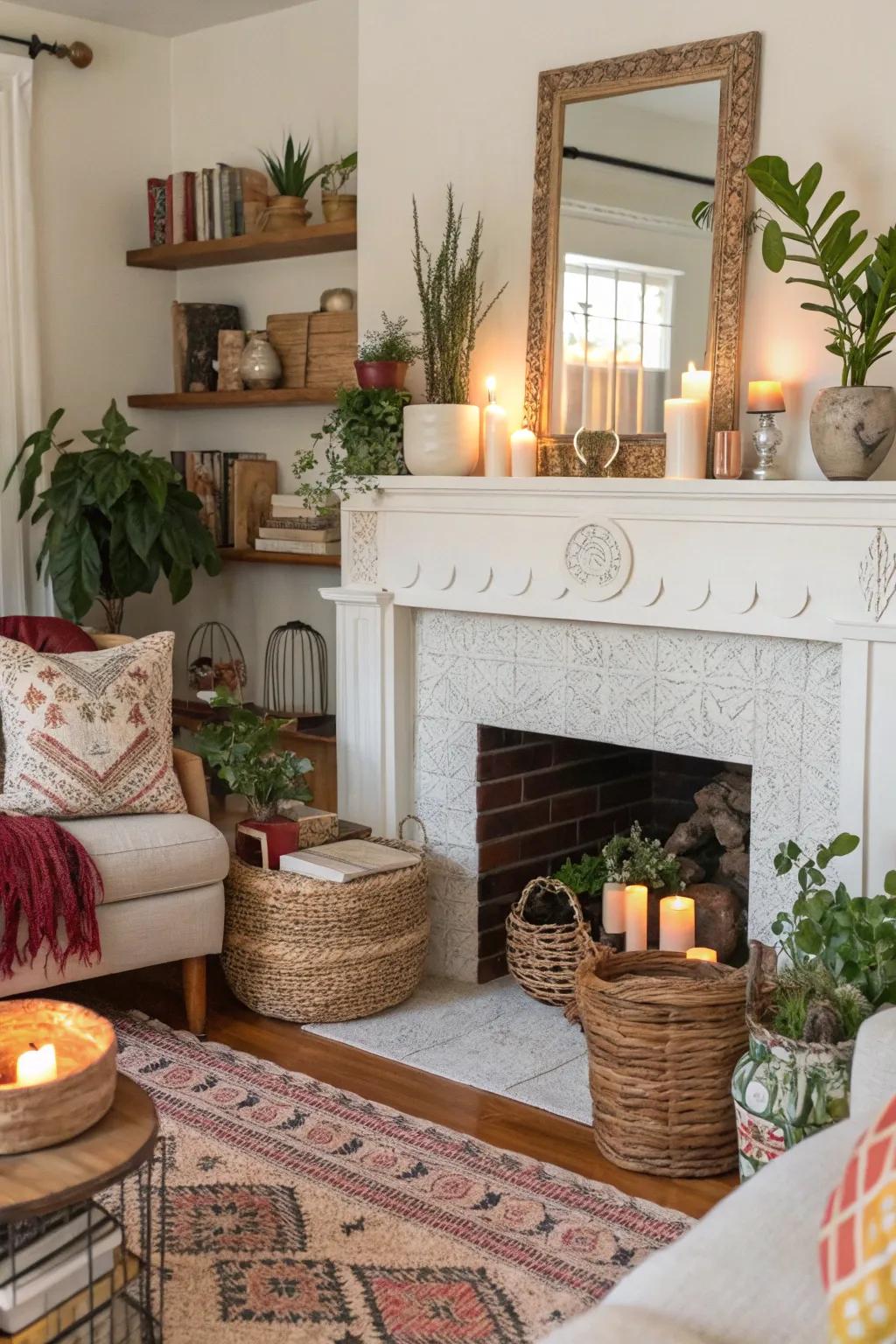 Express your unique style with an eclectic mantel.