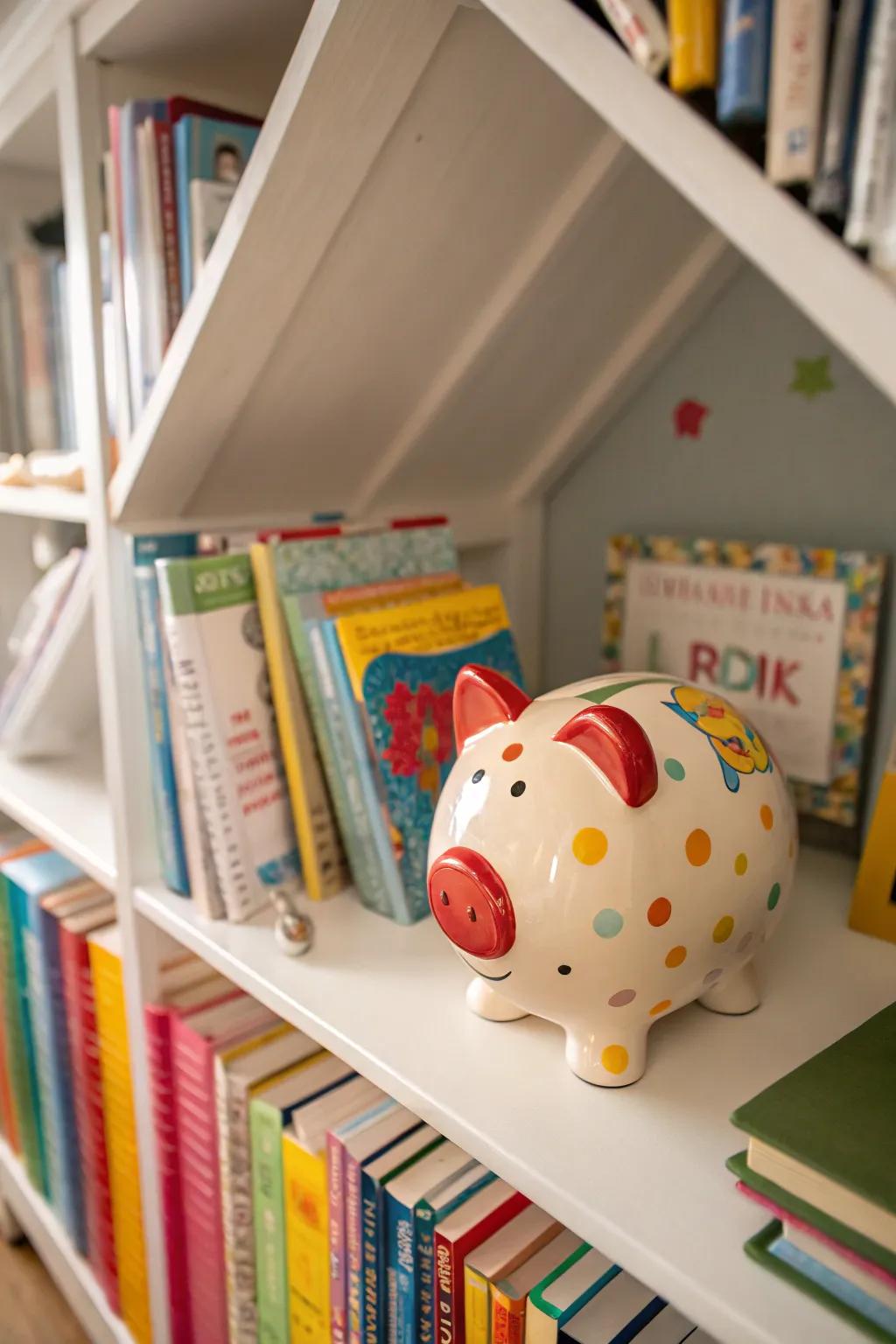 A piggy bank is a fun introduction to saving money.