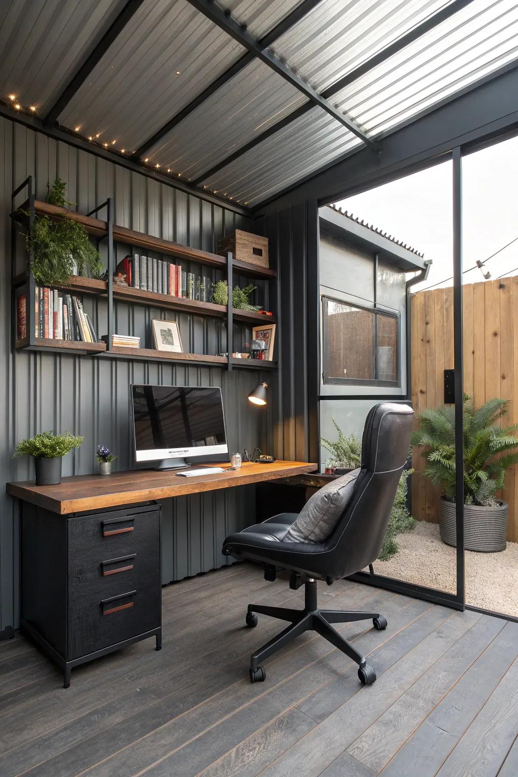 Transform your carport into a sleek, inspiring home office perfect for productivity and style.