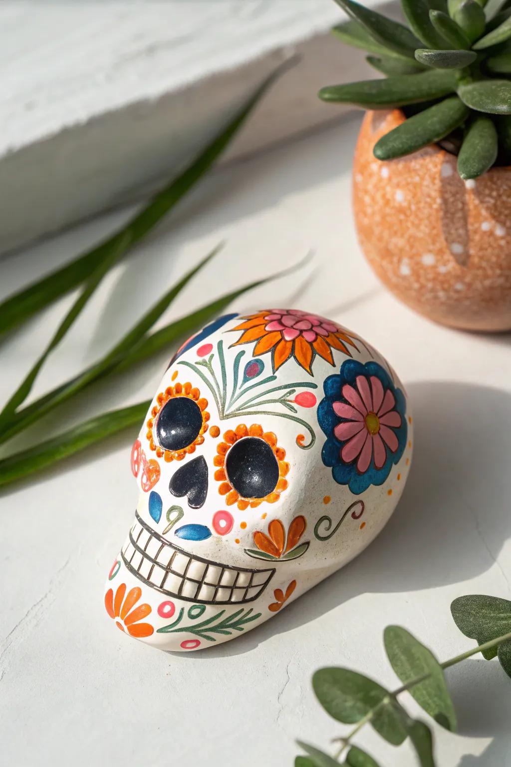 Add a vibrant touch of tradition to your space with handcrafted clay calavera magnets, where Mexican artistry meets minimalist charm.