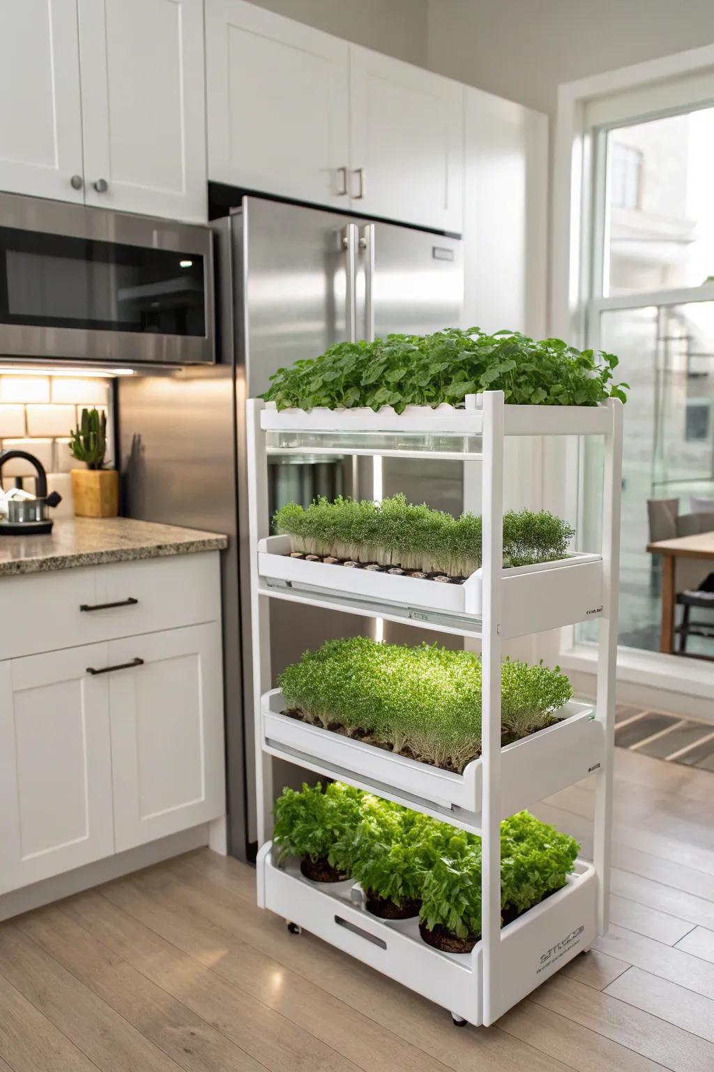 Modern and efficient: Hydroponic kits for soil-free microgreen growing.