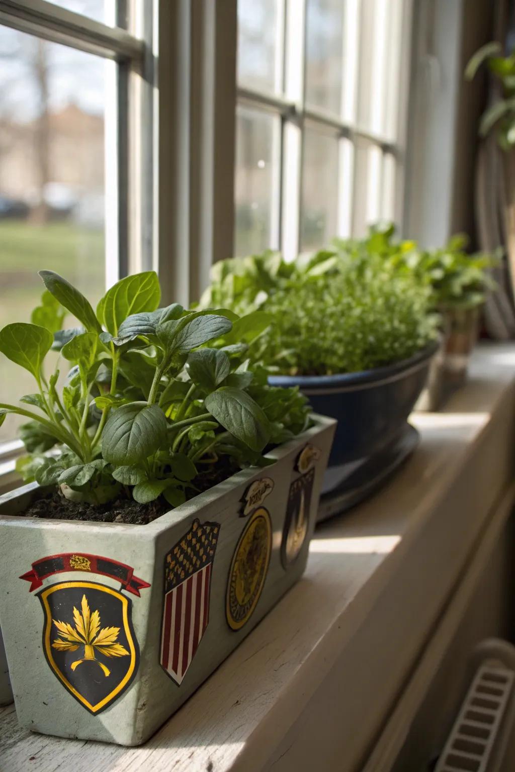 Military-themed planters bring life and honor to the home.