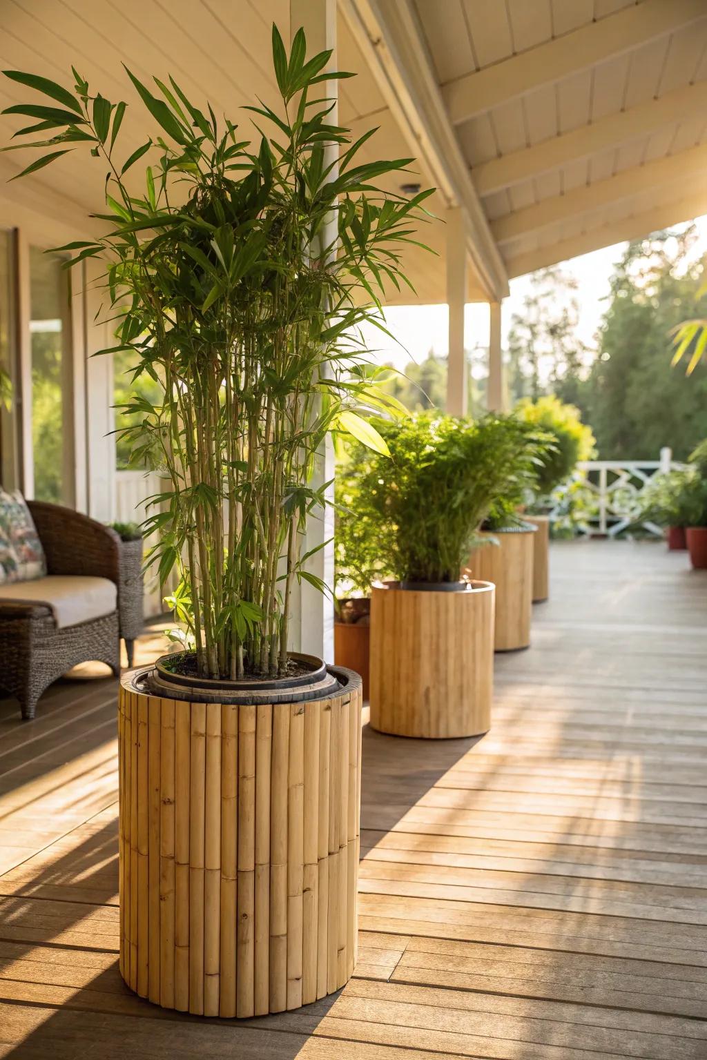 Bamboo planters provide a sustainable and natural option.