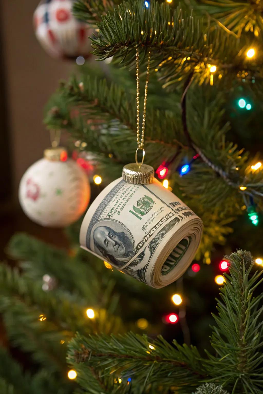 Festive Holiday Ornament with a Cash Surprise