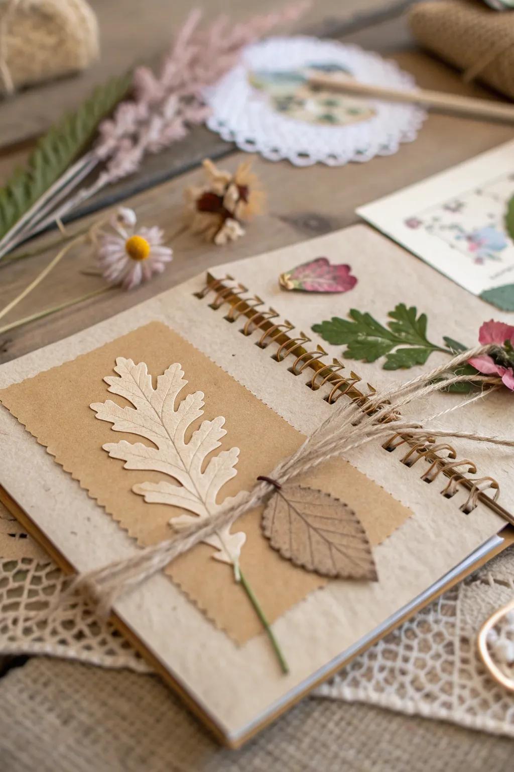 Embrace eco-friendly creativity with recycled embellishments for your nature scrapbook.