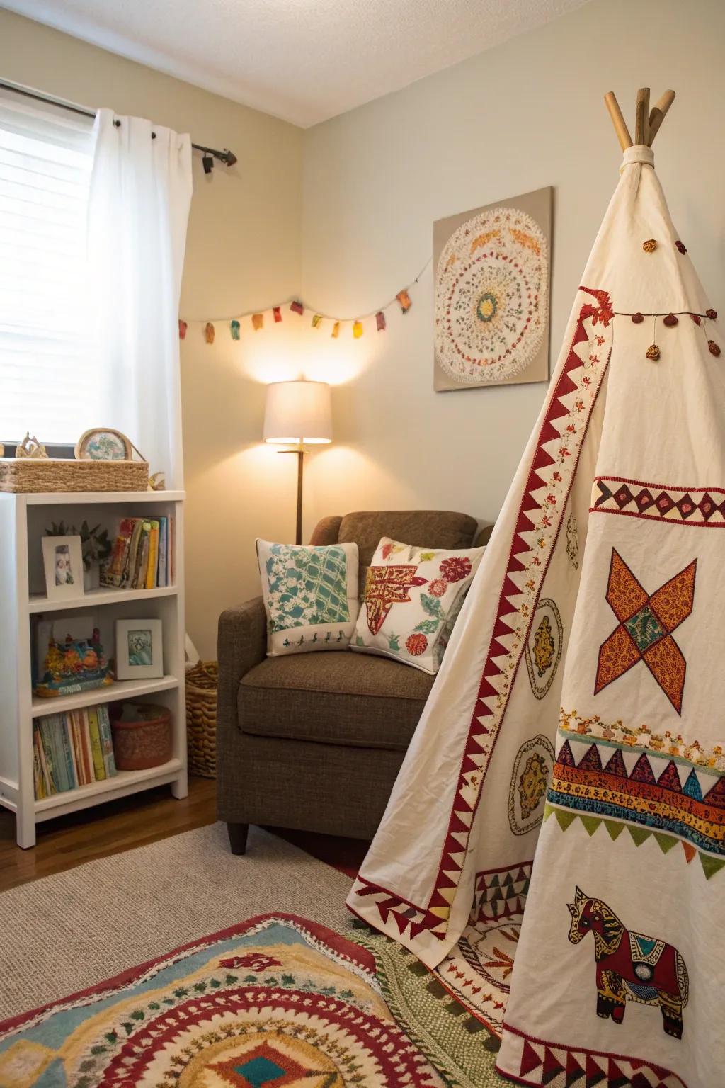 Cultural touches tell a story in this thoughtfully designed nursery corner.