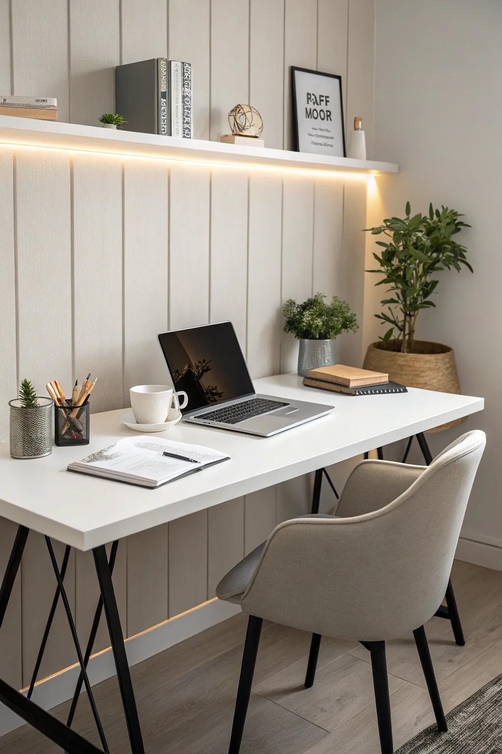 A minimalist approach keeps your office serene and focused.