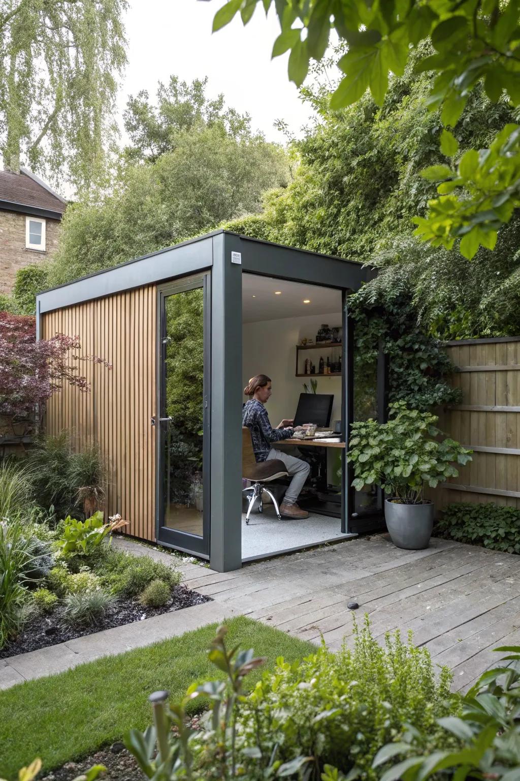 An open-air office shed for a refreshing work environment