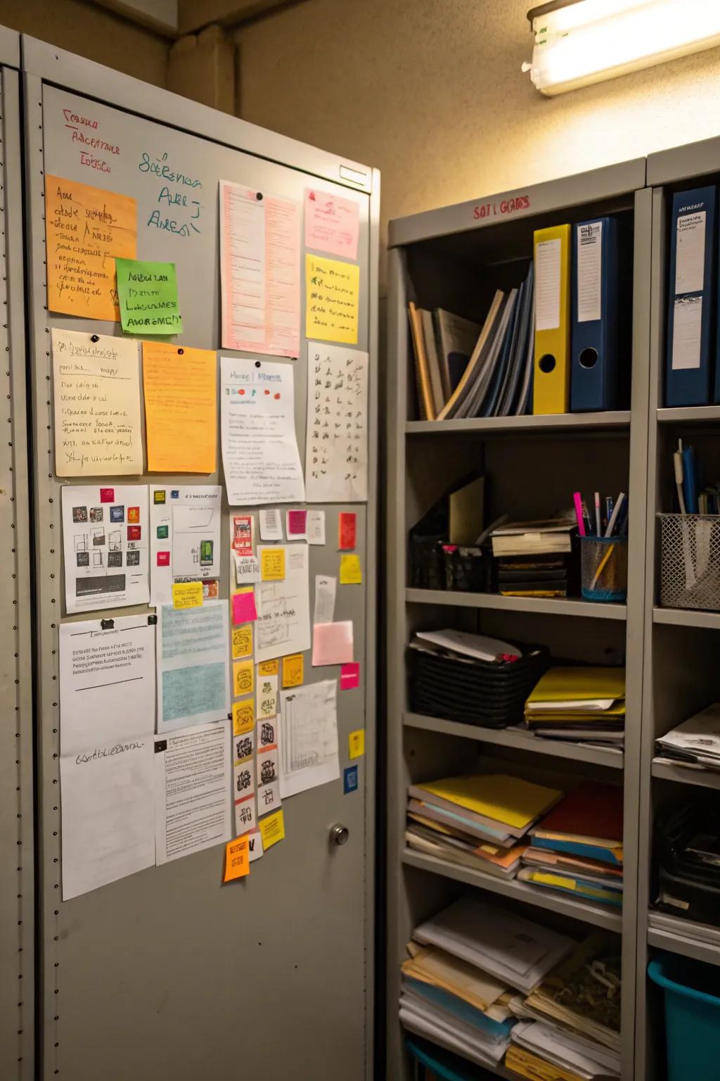 A bulletin board serves as an efficient command center.