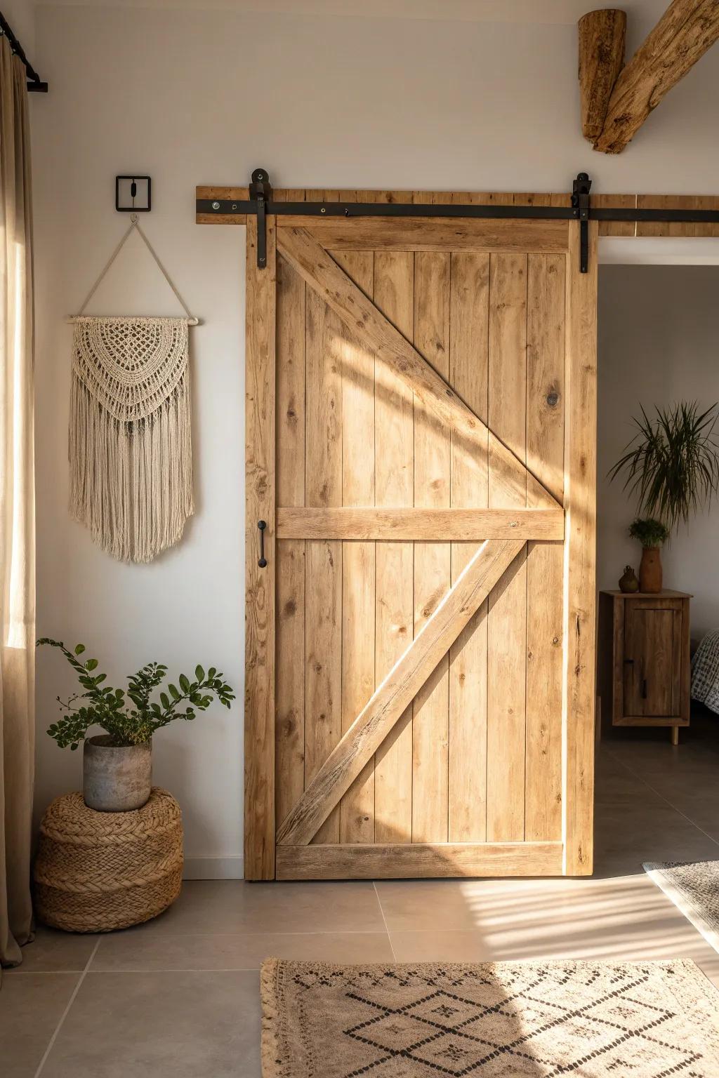 Give your space a rustic touch with this charming repurposed barn door.