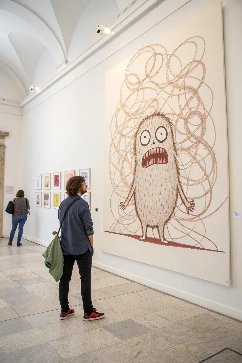 Transform your emotions into art with this minimalist anxiety monster, a beautiful blend of simplicity and depth.