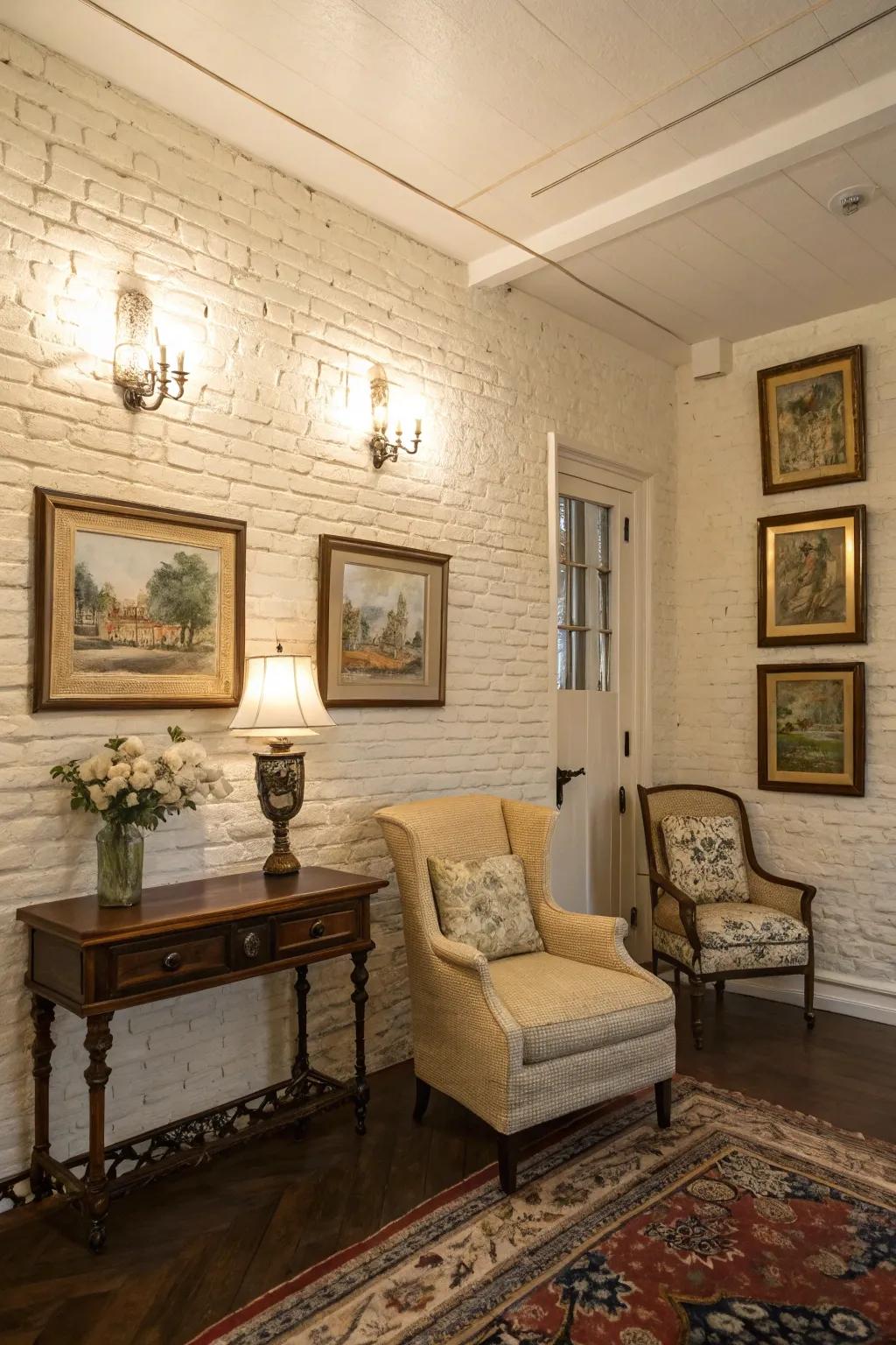 Classic cream painted brick walls offering a neutral and warm base.