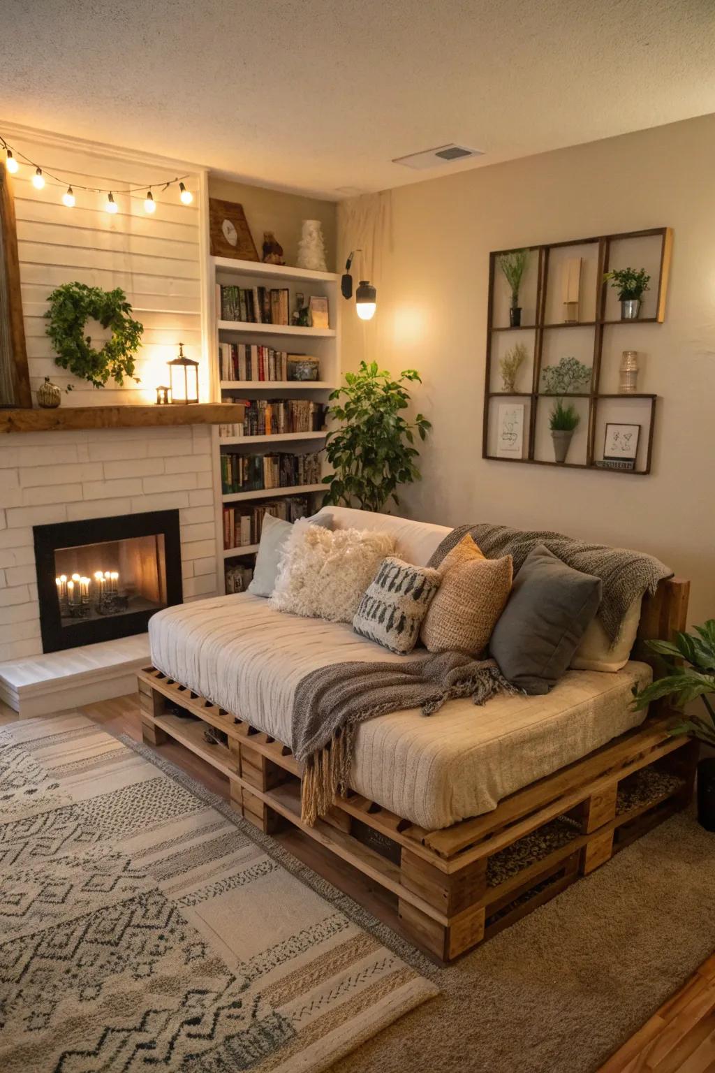 A pallet daybed adds versatility and style to any living space.