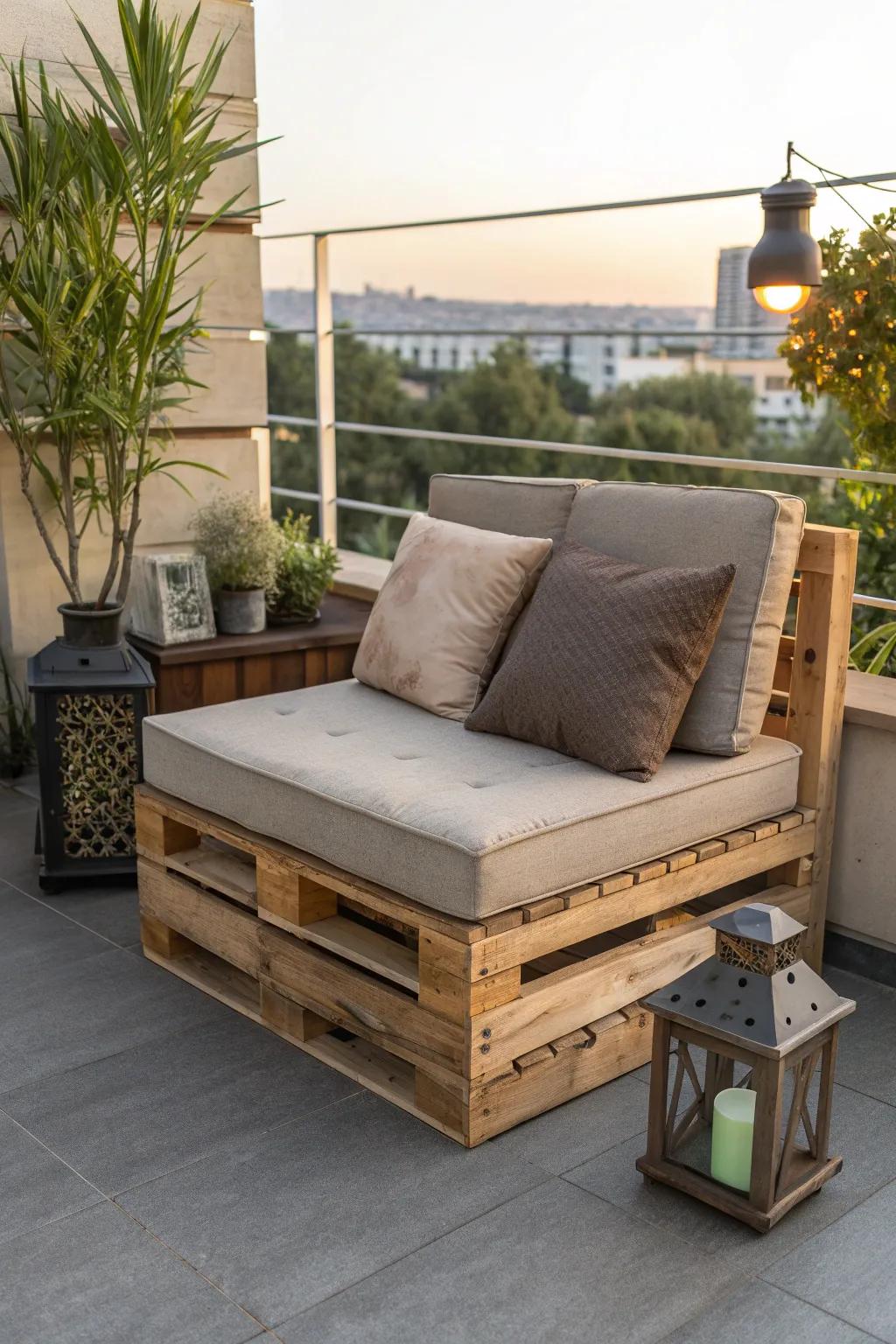 Transform your space with a rustic corner pallet chair, perfect for urban retreats.