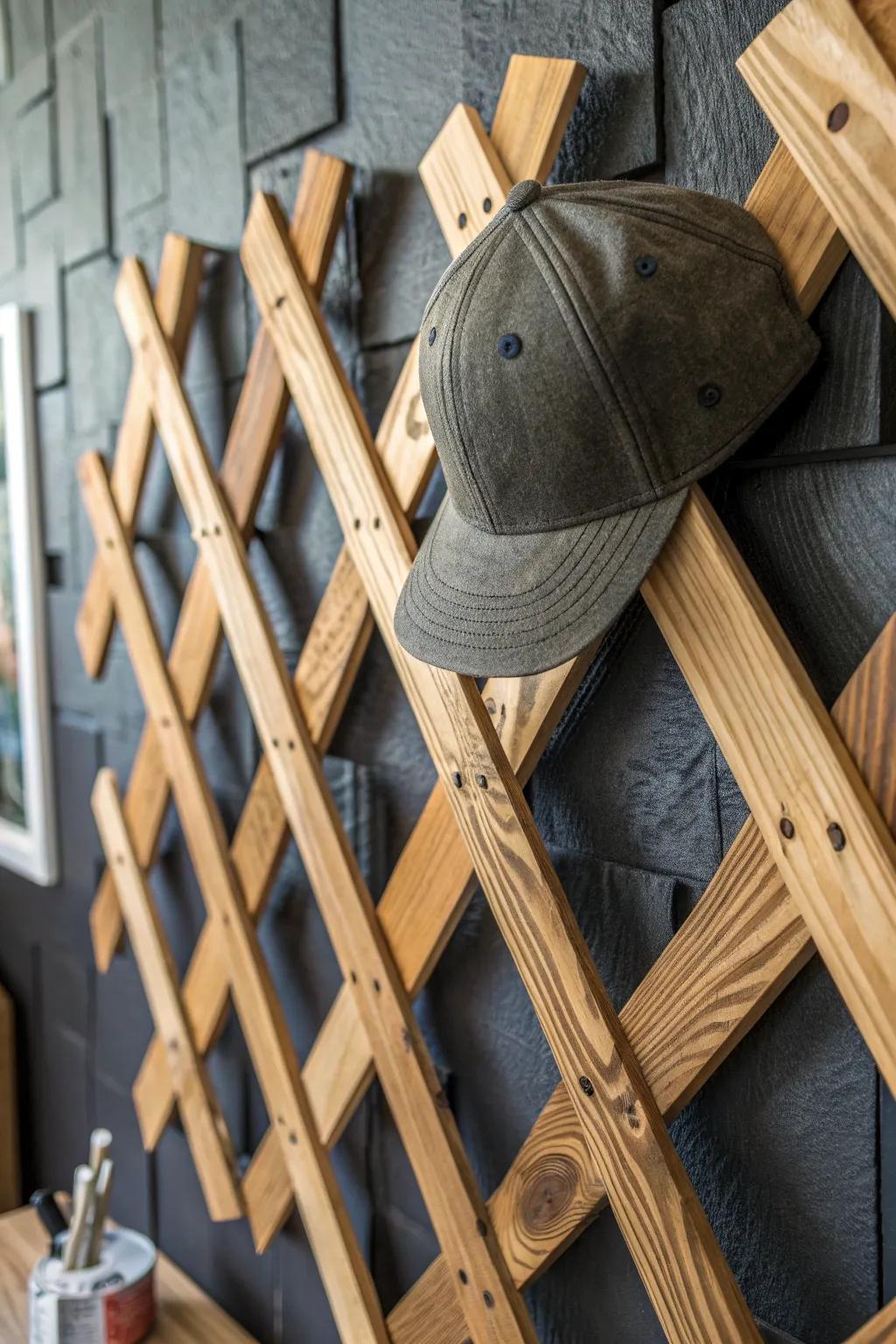 Transform your space with a pallet hat rack that doubles as a work of art.