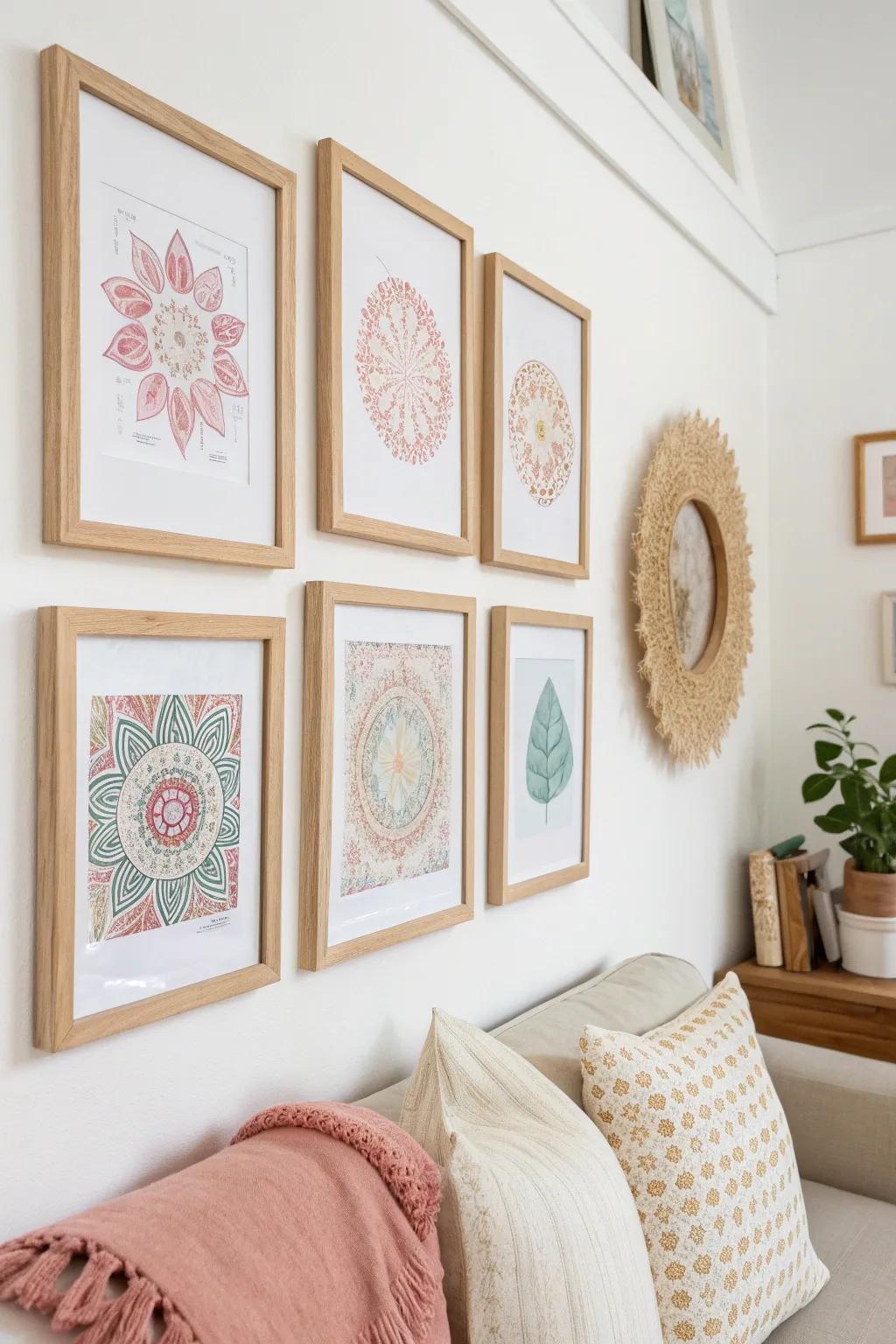 Transform your living space with a chic gallery of your own coloring creations. 🌿🎨 #MinimalistBoho #ScandiStyle