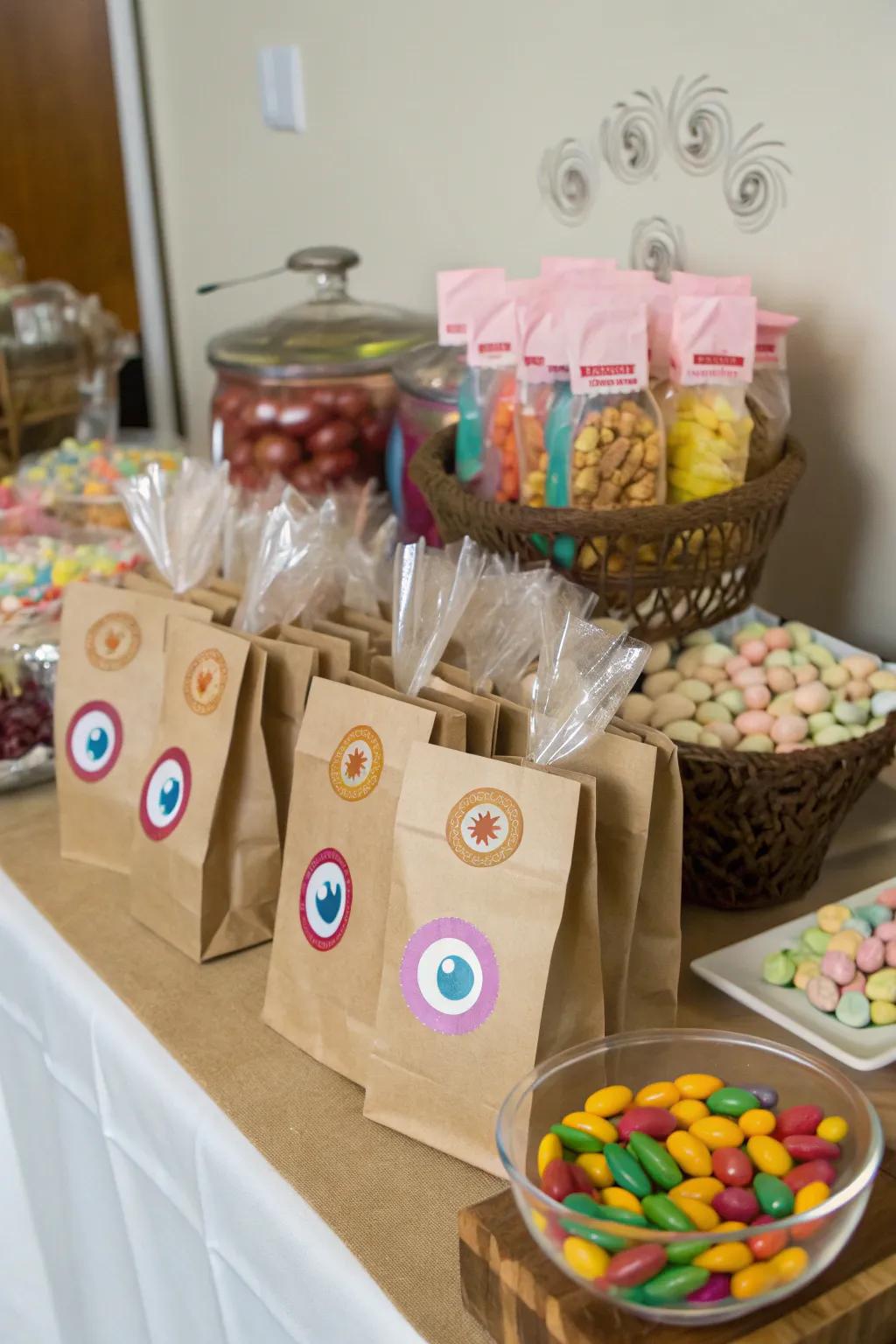 Customized candies offer a sweet and personal touch to party favors.