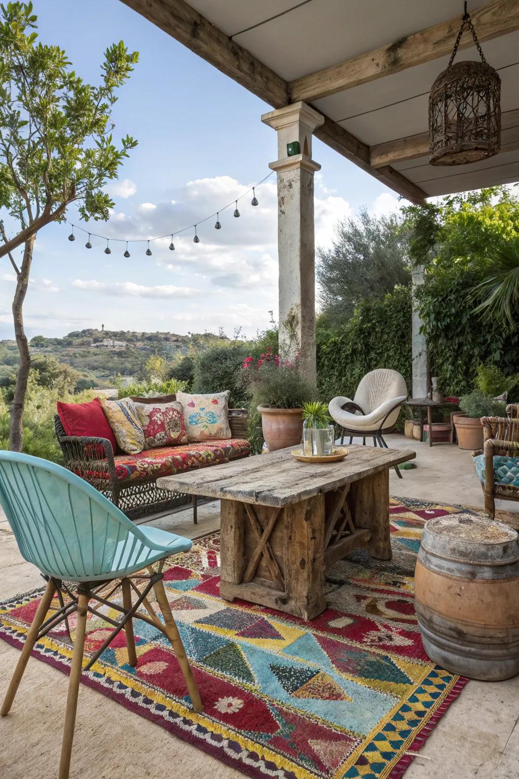 Vintage furniture adds character and charm to your patio.