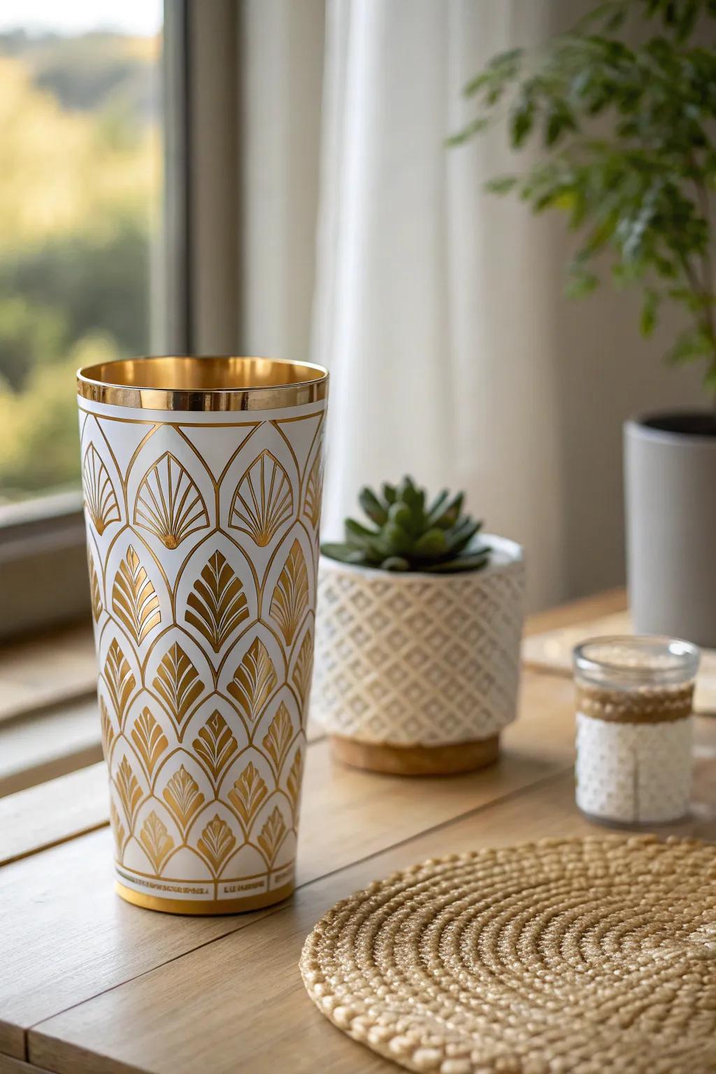 Sip in style with art deco elegance, a chic nod to the roaring twenties.