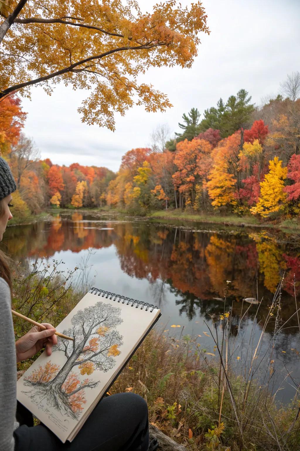 Capture the essence of autumn's beauty with a touch of minimalist charm.