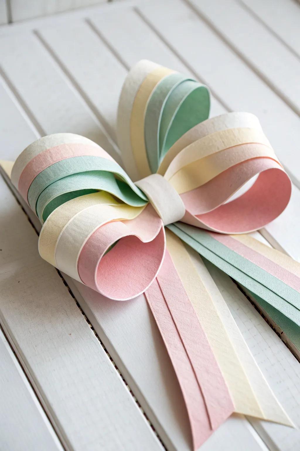 Elevate your gift wrapping with a charming layered paper bow, perfect for any occasion.