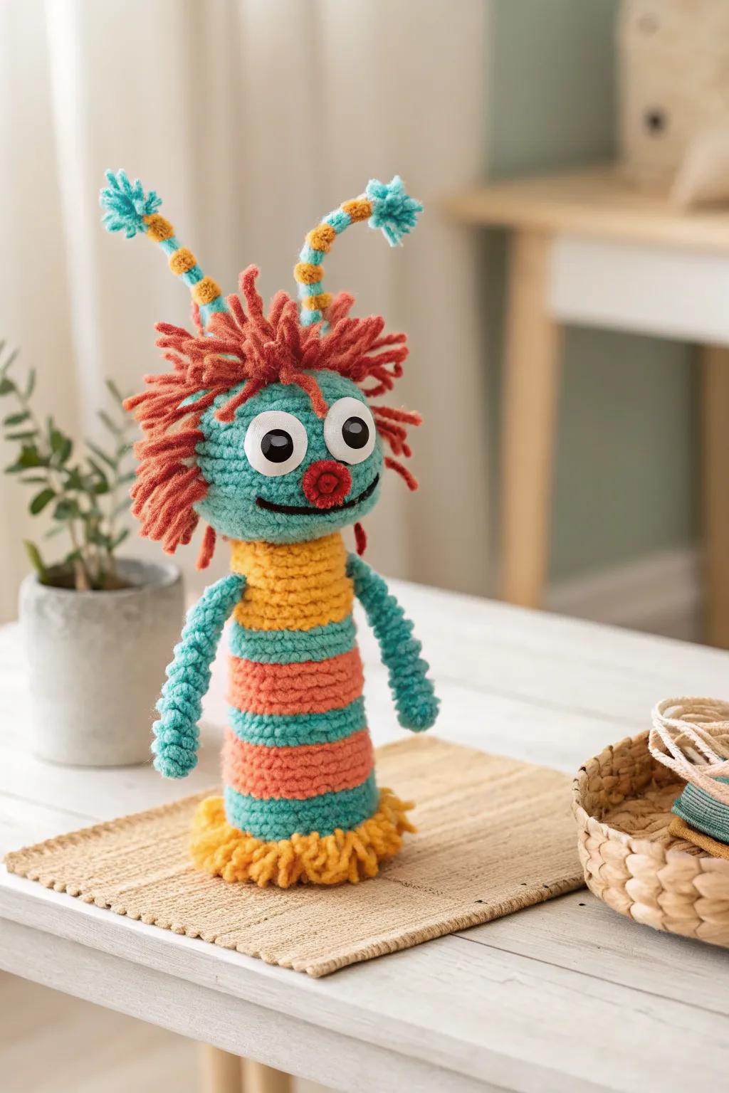 Unleash your playful side with a charming pipecleaner monster puppet, adding a dash of whimsy to craft time!