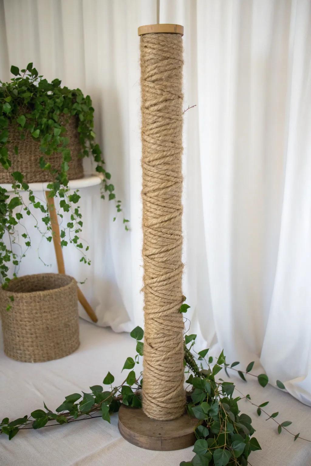 Elevate your space with a stylish jute-wrapped pole—perfect for plant lovers seeking a touch of boho elegance.