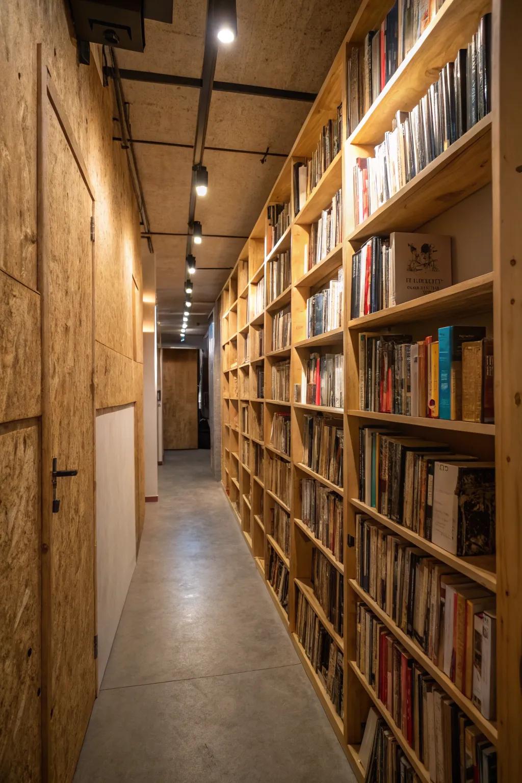 Narrow bookshelves make the most of tight spaces.