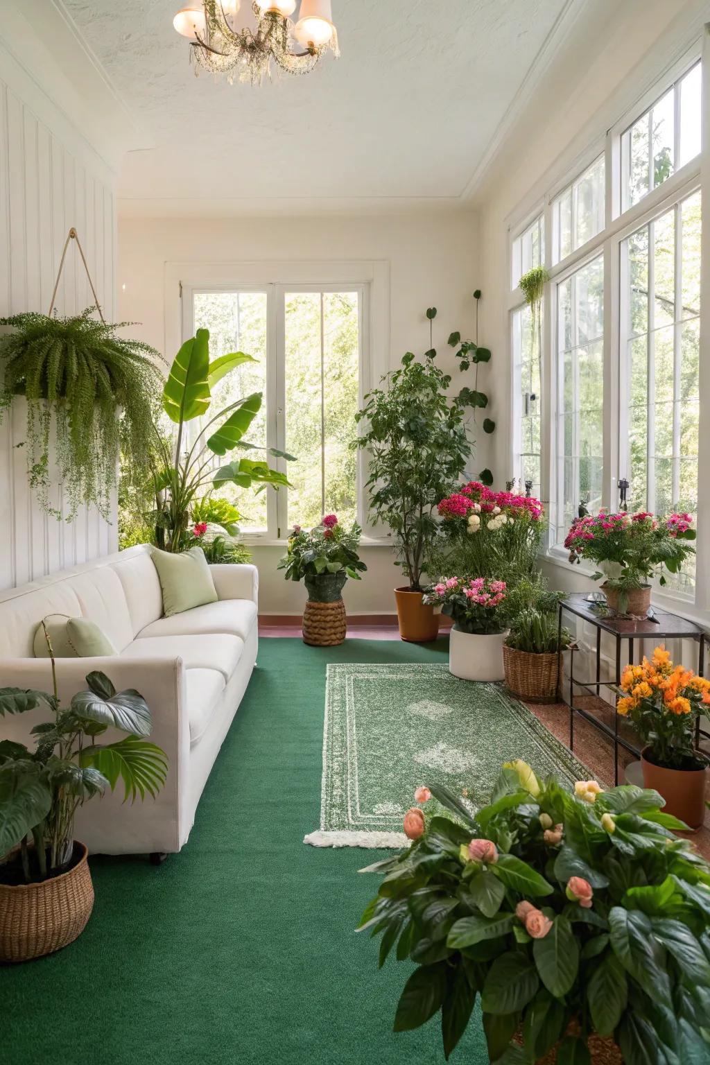 Refreshing greens connect indoor spaces with the tranquility of nature.